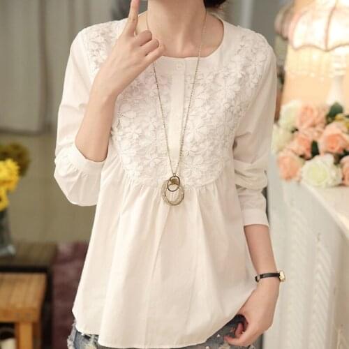 Summer Women White Blouse Tops Women O-Neck Lace Blouse Shirt Blouse Women Blusas Mujer De Moda 2021 Blouses Top Femme E755