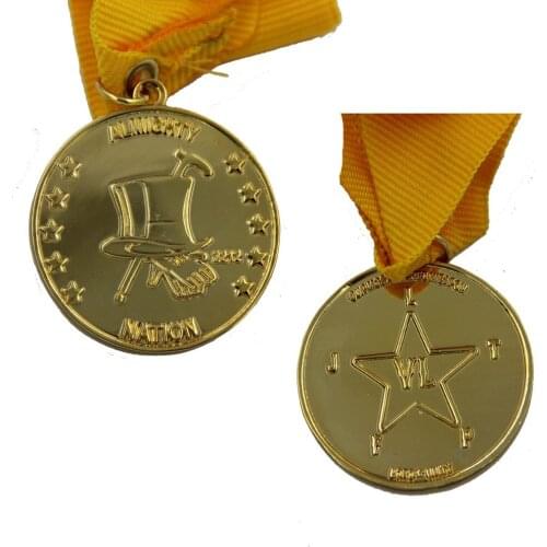 Medals High Quality Metal Souvenir Medal cheap cheap metal Gold Medal with yellow tapes