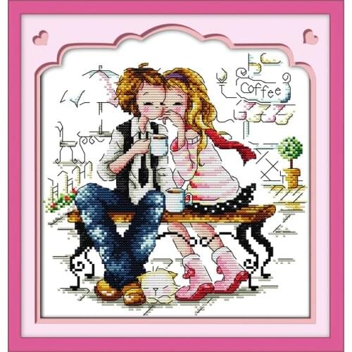 Sweet coffee Printed Canvas DMC Counted Chinese Cross Stitch Kits printed Cross-stitch set Embroidery Needlework DIY