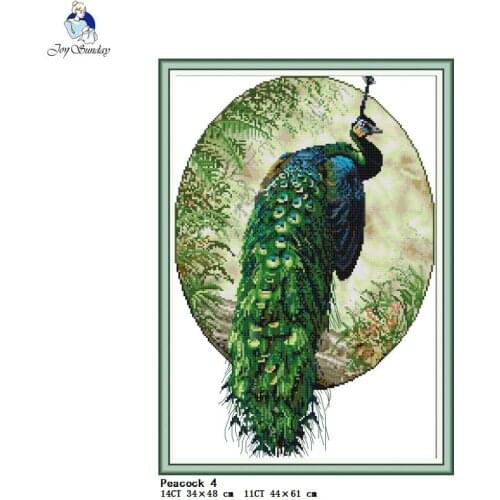 Beautiful Peacock Animal Cross Stitch Aida 14CT 11CT Canvas Embroidery Material Set DIY Needlework Kit Home Decoration Painting