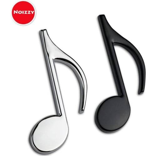 Noizzy Musical Note 3D Metal Car Stickers Black Badge Chrome Emblem 2019 New Auto Tuning Art Decor Music Car Accessories Styling