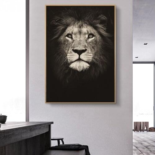 Nordic Lion Animals Canvas Art Posters And Prints Black And White Wall Art Canvas Paintings On the Wall Pictures Home Decoration