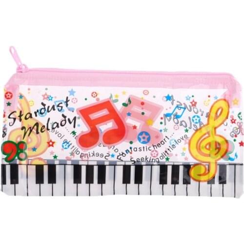 2021 New Music Note Piano Keyboard Pencil Case Plastic Transparent Pen Bag Student Gift