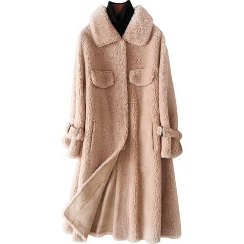 Genuine Wool Fur Coat Jacket Autumn Winter Women Fur Outerwear Coats LF9063