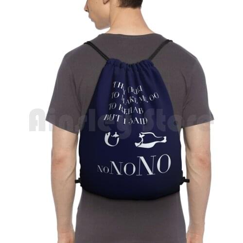 Rehab Backpack Drawstring Bag Riding Climbing Gym Bag Amy Winehouse Music Minimalist Rehab Lyric R B