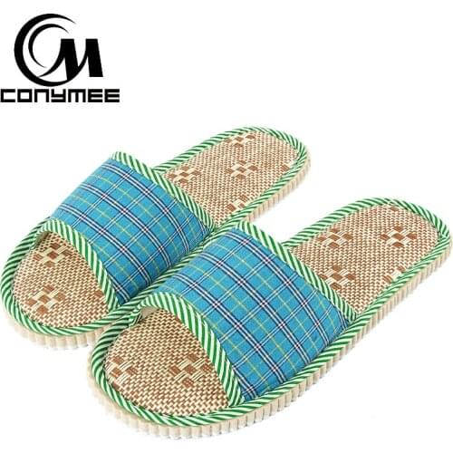 Summer Home Indoor Slippers Women Soft Floor Couple Linen Slipper Lightweight Unisex Bedroom Shoes Ladies Flax Flip Flops Men