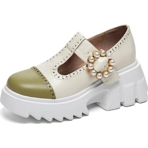 Spring Autumn Women Pumps Shoes Thick Bottom Elegant Shoes Women Platform Footwear Large Size Fashion Round Toe Mary Janes B15