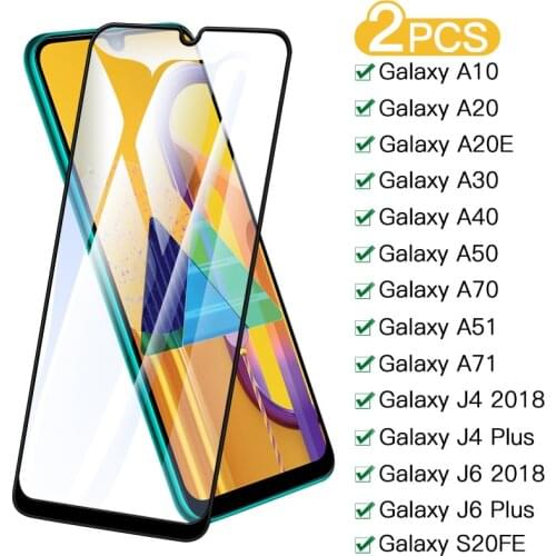2PCS Protective Glass For Samsung Galaxy A10 A30 A40 A50 A70 A20E Screen Protector For Samsung A51 A71 S20FE J4 J6 Plus Glass