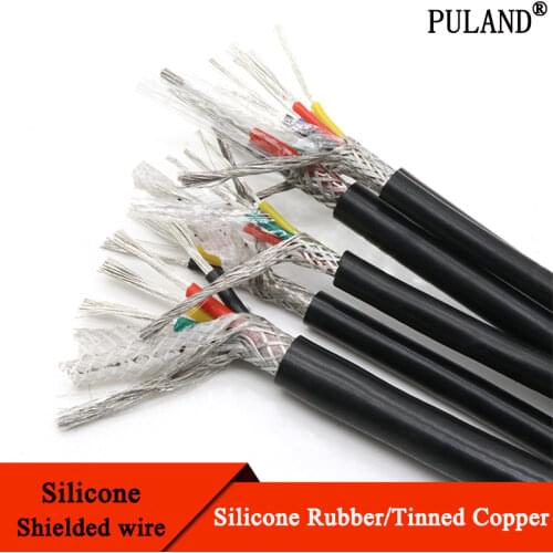 Sq 0.3 0.5 0.75 1 1.5 2 2.5mm Soft Silicone Rubber Shielded Cable 2 3 4 6 Cores Insulated Flexible Copper High Temperature Wire