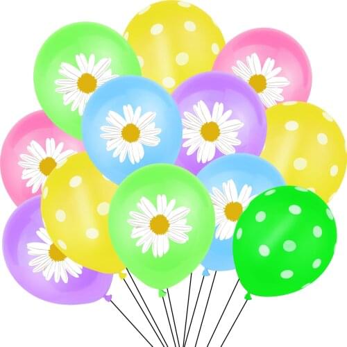 12Pcs 12 Inch Mixed Colour Daisy Flower Latex Balloons Girl Birthday Party Autumn Daisy Theme Party Decorations Balloon Supplies