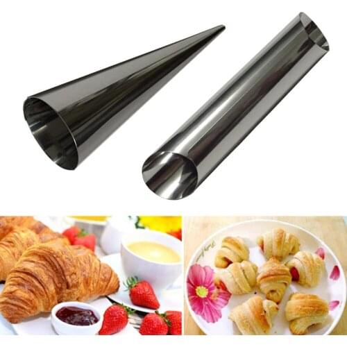 2 piece / Set Stainless Steel Spiral Baked Croissants DIY Horn Tube Baking Cake Mold For Cream Horns Chocolate Cones 2 Style