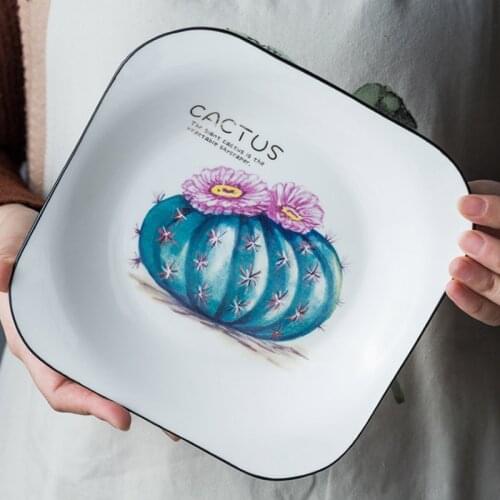 7/8 Inch Square Ceramic Serving Plate Dinner Dishes Tableware Snack Dessert Tray Fruit Salad Cake Plates Household Dinnerware