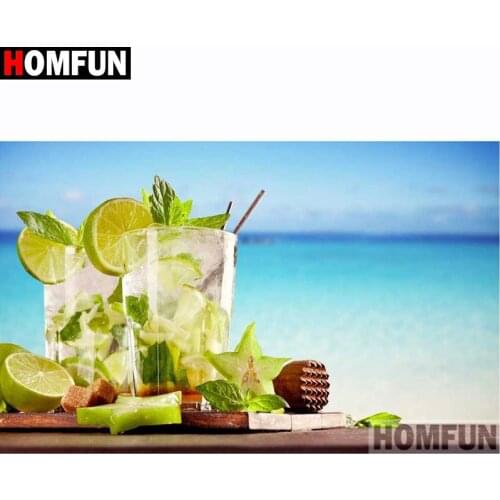 HOMFUN Full Square/Round Drill 5D DIY Diamond Painting "Lemon juice landscape" Embroidery Cross Stitch 3D Home Decor Gift A12741
