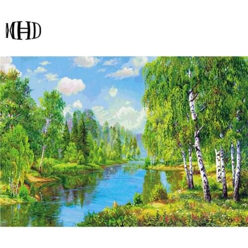 5D DIY Diamond Embroidery Tree Full Round Diamond Painting Spring Tree Landscape Diamond Cross Stitch Mosaic Crystal Painting