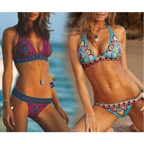 Retro Bikini 2019 Women Sexy Bandage Swimsuit Halter Top Swimwear Brazilian Bathing Suit Summer Beachwear Biquini