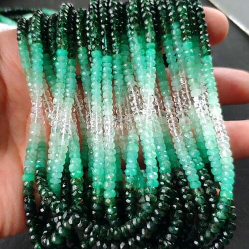 Loose beads gradient green Emerald roundel faceted 3-4mm AAA 40cm for making jewelry necklace FPPJ wholesale