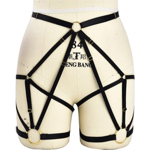 Black Leg Garter Belt Adjustable Bondage Body Harness Cage Pole Dance Clothing Women Sexy Lingerie Harness Stocking Garter