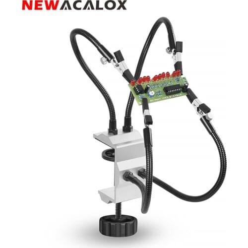 NEWACALOX Soldering Station Holder Desk Clamp PCB Alligator Clip Multi Soldering Helping Hand Third Hand Tool for Welding Repair
