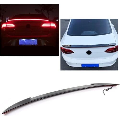 For 2019 Ford Focus Car Rear Tail Trunk Spoiler Wing Lip Splitter Cover Trim w/ Red Dynamic LED Light
