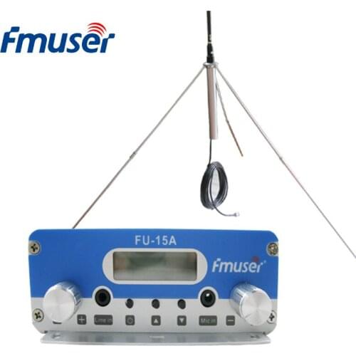 FMUSER FU-15A 15W FM Broadcast Transmitter FM Exciter+GP100 FM Antenna Kit For Drive-in Movie Theater Church Parking Lot Service
