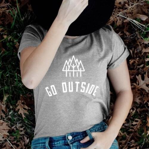 Go Outside T-shirt Men Women Graphic Camping Outdoorsy Tee Shirt Top Casual Short Sleeve Hipster Travel Outdoor Nature Tshirt
