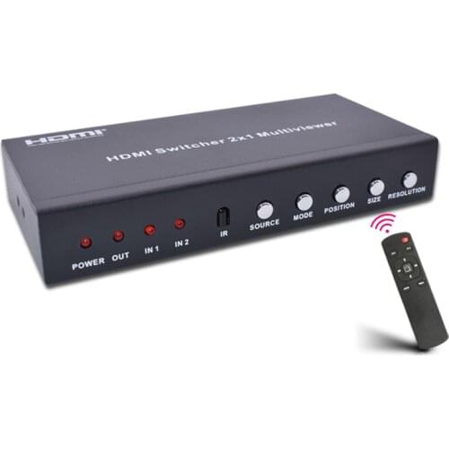 HDMI 2x1 Multi-Viewer with PIP 2 PORT hdmi switcher seamlessly not black screen with RS232 IR 2 screen splitter