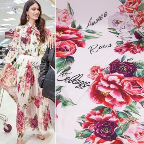 Italian Luxury Brand 100% Polyester Printed Chiffon Fabric Thin Shirt Clothing Cloth Fabrics for Dress Per Meter Material