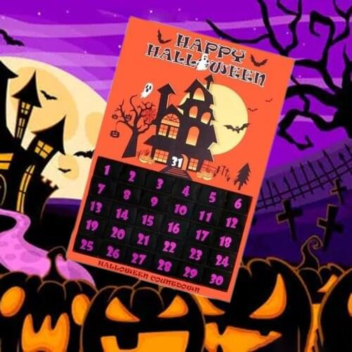 Halloween Advent Calendar Removable Horror Felt Hanging Calendar for Home Living Room Bedroom Decoration Festive Party Supplies