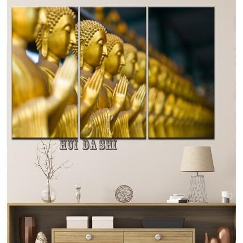 Painting Canvas Living Room Modern Home Decor Poster Modular 5 Panel Buddha Statue Face HD Printed Wall Art Framework Picture