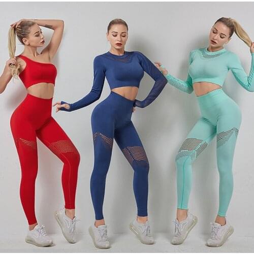 Seamless Yoga Set Workout Set Female Gym Legging Clothes High Waist Pants Sport Tight Clothing Women 2 Piece Set Breathable Suit