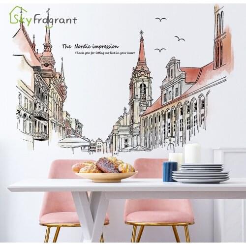 Creative European Building Wall Stickers Bedroom Home Decor Living Room Sofa Background Wall Decoration Self Adhesive Sticker