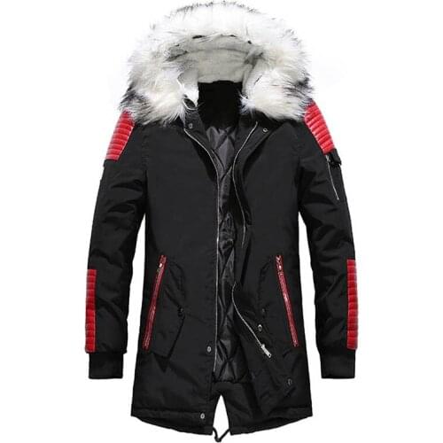 Dropshipping Black Long Man Winter Jacket Men Warm Military Fur Hooded Mens Jackets And Coats Zipper Down Men Parkas US Size