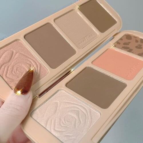 MAFFICK Eyeshadow Pallete 4 Colors Highlight& Eye Shadow Makeup Palette Glitter Eye Shadow Pallete Waterproof Glitter Eyeshadow