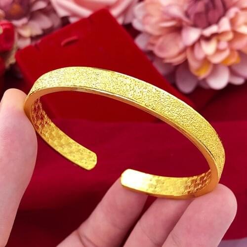 Retro Fashion Gold 14k Bracelet for Women Wedding Engagment Jewelry Not Fade Statement Bangles for Girlfriend Christmas Gift