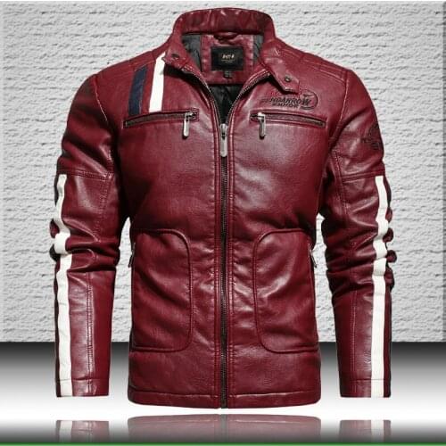 Men Motorcycle Leather Jackets 2021 Trendy New Biker Leather Jacket Mens Bomber Jacket Embroidery Faux Leather Coat Men Clothes