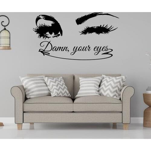 Beautiful Girl Winking Eyebrow Art Wall Sticker Decal Beauty Salon Sticker Home And Beauty Parlor Art Decoration A002981