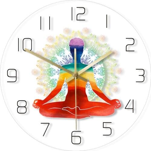 Meditation Spiritual Wall Clock Zen Scale Abstract Modern Design Rainbow Watercolour Watch Reloj Yoga Studio Decor Ornament