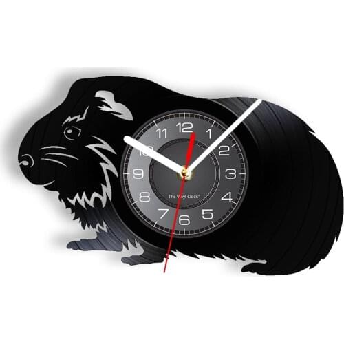 Guinea Pig Laser Etched Vinyl Record Wall Clock Piggie Pet Nursery Decor Funny Hamster Shadow Art Wall Clock Animal Lovers Gift