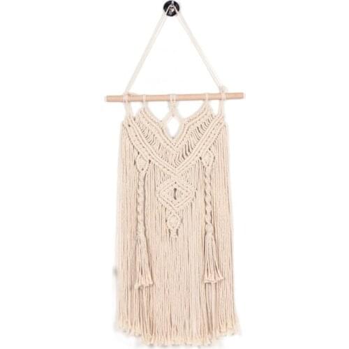 Wall Hanging Tapestry Cotton Rope Tassel Hand Woven Bohemian Tapestry Geometric Art Beautiful Living Room Home Decor