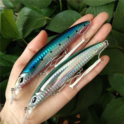 Noeby 2pcs 110mm 19g Minnow Fishing Lure Floating Wobbler Long Casting Artificial Hard Bait for Sea Bass Trout Fishing Lure