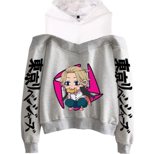 2021 New Arrival Anime Tokyo Revengers Hoodies Women Sweatshirts Sleeve Off-Shoulder autumn Hoodies Clothes