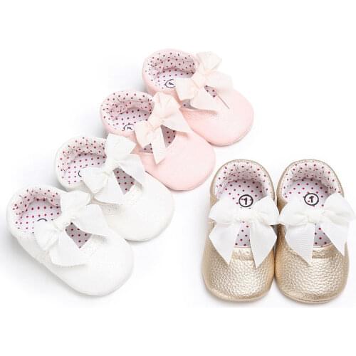 Toddler Infant Newborn Baby Girls Bowknot Infant Slip-on Crib Shoes Princess Shoes 0-18 Months Shoes Baby