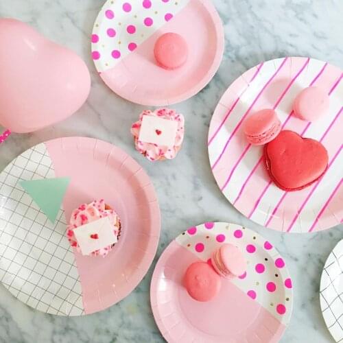 Disposable Paper Plates 7 Inch Paper Plate Baby Bride Shower Wedding Birthday Baptism Party Cake Dish Disposable Plates