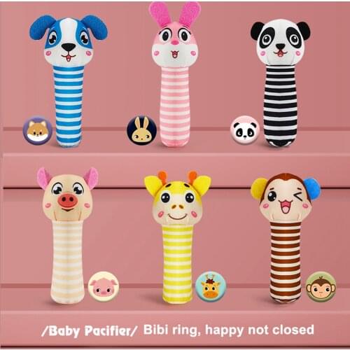 0-12M Toddler Gift Animal Style Hand Bell Rattle New Baby Soft Plush Baby Toy Animal Hand Bells Teethe Rattle Toys High Quality