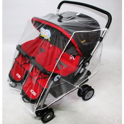 Baby Pushchairs Rain Cover for Twins Clear Stroller Raincoat Wind Dust Shield