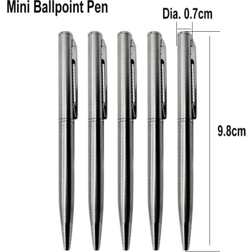 3Pcs/5Pcs Mini Metal Clip Ballpoint Pen 1.0mm Office Signature Rotating Pocket Size Ball Point Pen Small Oil Pens Blue Black Ink
