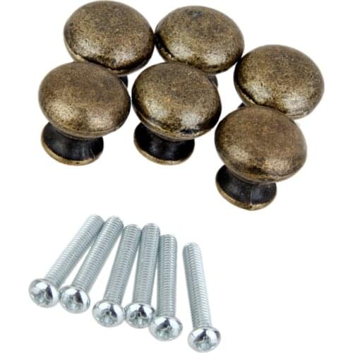Vintage Antique Brass Round Knob Door Drawer Dresser Cabinet Kitchen Cupboard Pull Handle, Pack of 6