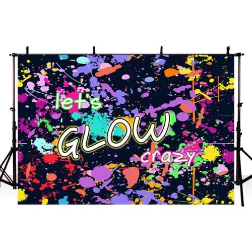 Glow Neon Party Backdrop Lets Glow Splatter Photography Background Props Decor Glowing Party Backdrops Banner