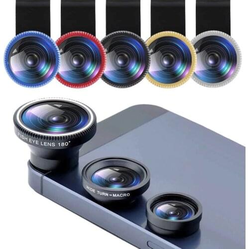 3 In 1 Universal Fish Eye Lens Camera Kits Photography Wide Angle Macro for IPhone Samsung Smartphone Mobile Phone Accessories