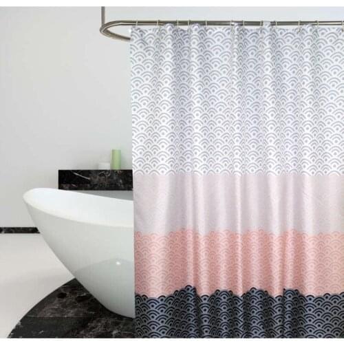 Home Geometric Pattern Waterproof Polyester Fabric Color Shower Curtain Bathroom Decoration Multi-size Shower Curtain